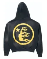 Hellstar Yellow No Guts No Glory Print Black Hoodie