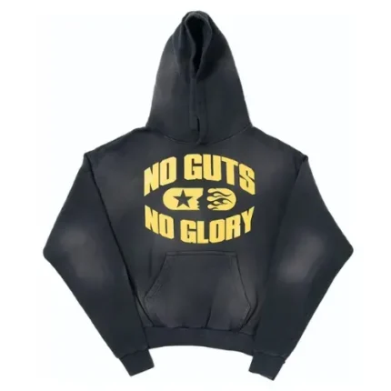 Hellstar Yellow No Guts No Glory Print Black Hoodie