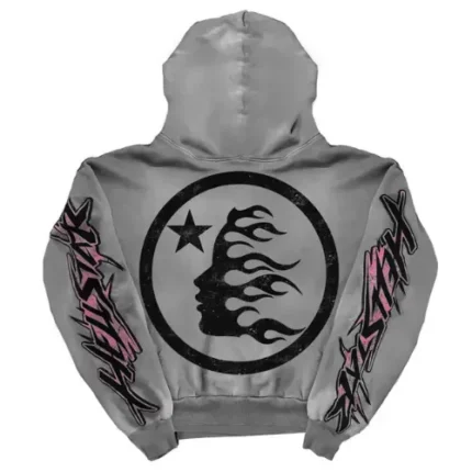 Hellstar Future Fire Grey and Pink Hoodie