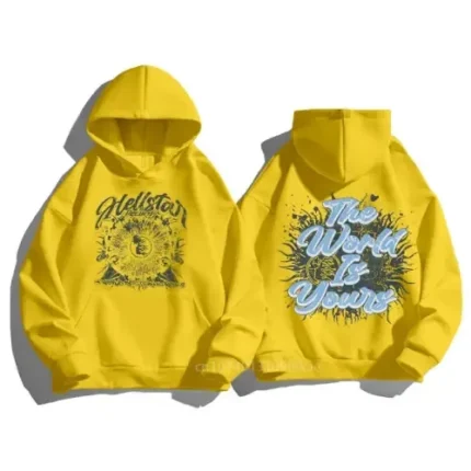 Hellstar The World Is Yours Print Yellow Hoodie